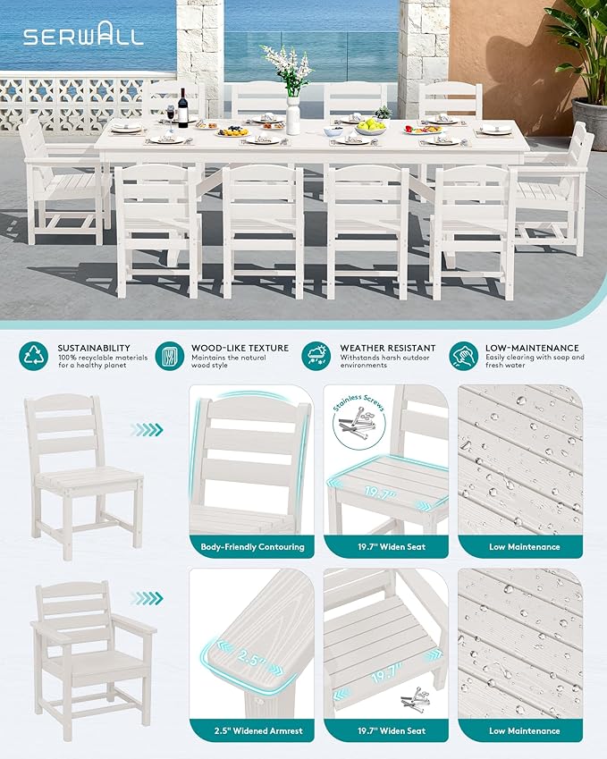 SERWALL 11 Piece Outdoor Dining Set - Image 3