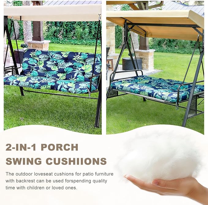 Porch Swing Cushion with Backrest, Waterproof Bench Cushion - Image 4