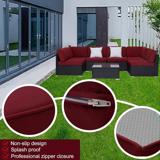 14 Piece Outdoor Patio Cushion Cover Replacement, Waterproof Patio Cushion - Image 3
