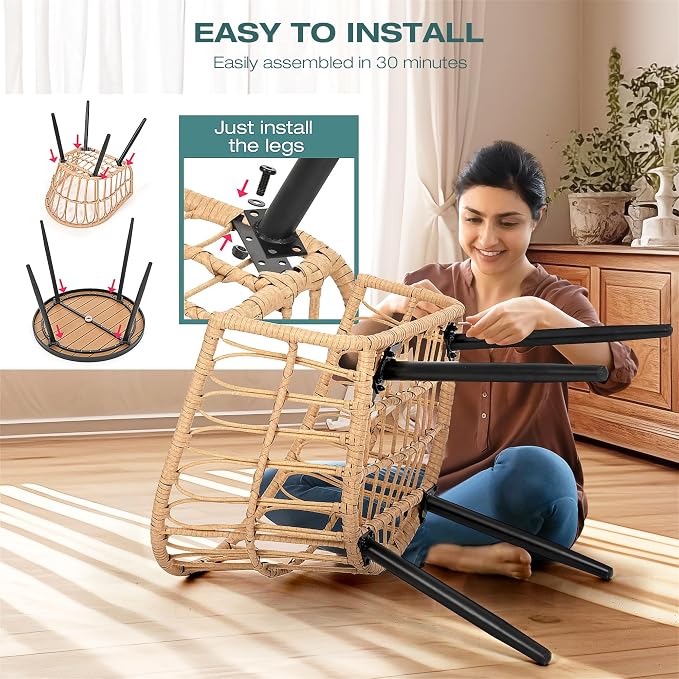Pamapic 5-Piece Outdoor Dining Set, All-Weather PE Rattan Outdoor Furniture Set - Image 4
