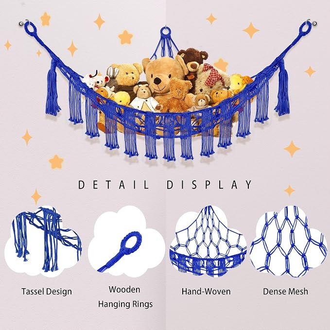 Stuffed Animal Hammock with LED Light, Large Stuffed Animals Storage Corner - Image 6