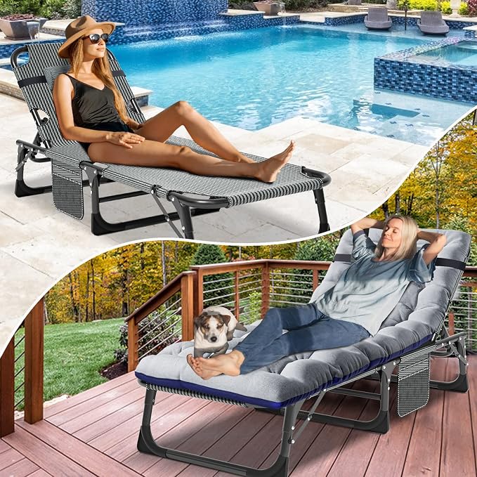 DoCred Heavy Duty Chaise Lounge Chair, Adjustable 5-Position Folding Chaise - Image 7