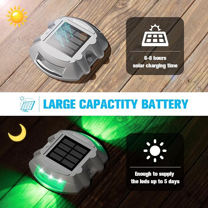 VOLISUN Christmas Solar Deck Lights Driveway Dock Lights, Auto On/Off - Image 3