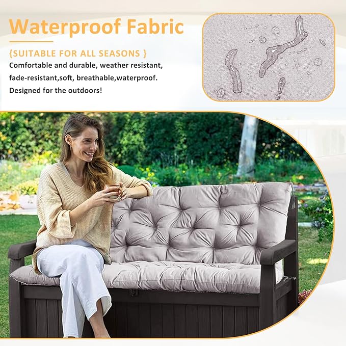 Swing Replacement Cushions for Outdoor: 2-3 Seater Waterproof Porch Bench - Image 6