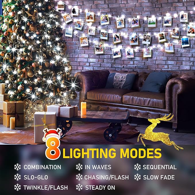 KNONEW Christmas String Lights Indoor Plug in, 60FT 180LED Outdoor Waterproof - Image 2