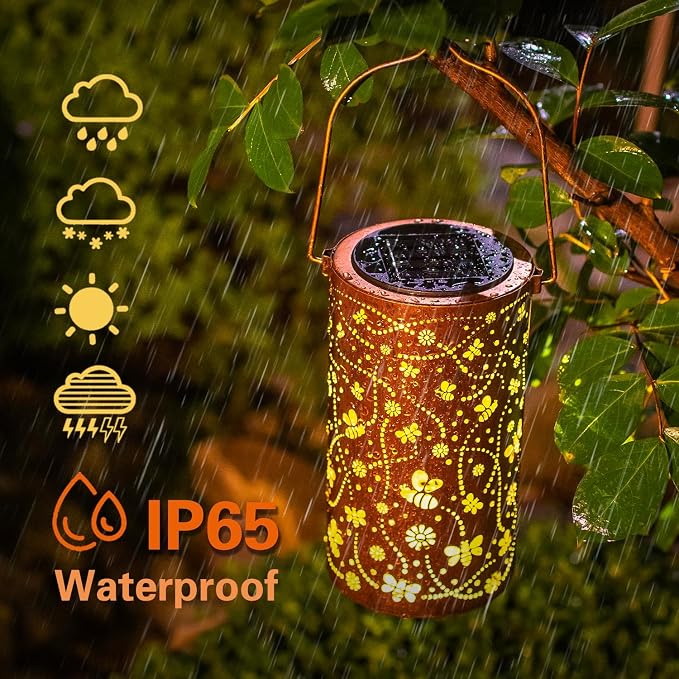 Bee Solar Lanterns Outdoor Waterproof Hanging Solar Lights Bee Gifts - Image 5