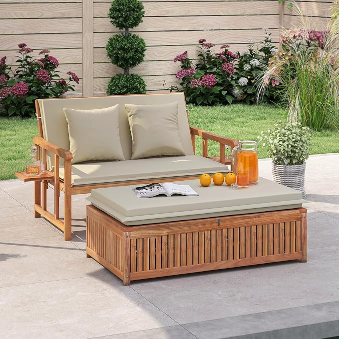 Tangkula Outdoor Acacia Wood Daybed - Image 4