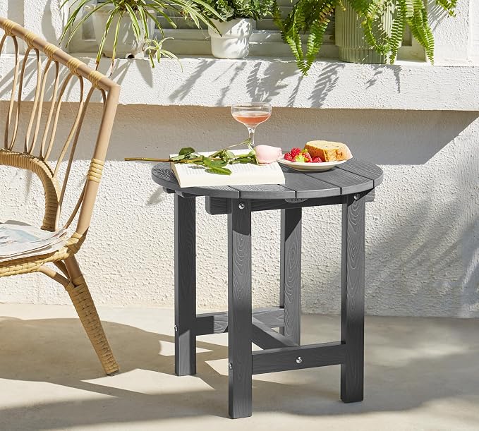Y&M Outdoor Side Table, Waterproof Four-Legged Round Entryway End Table - Image 6