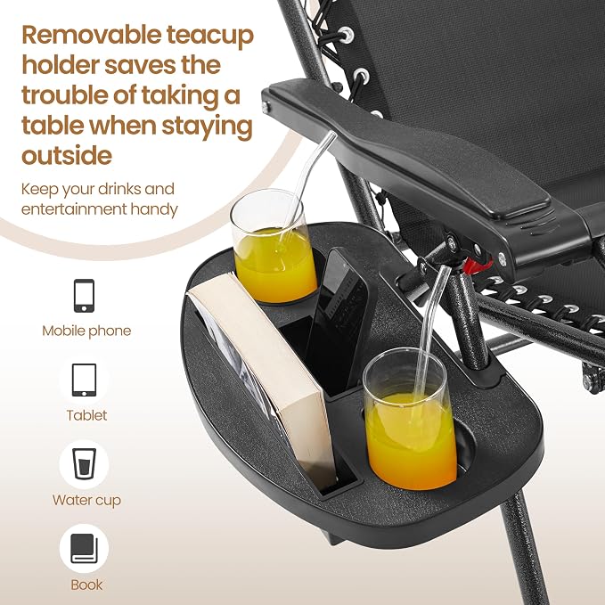 Yaheetech Outdoor Zero Gravity Chair Foldable Recliner Adjustable Patio Lounge - Image 8