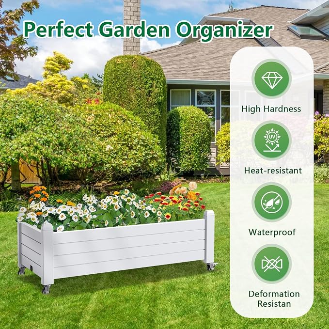 Raised Garden Bed with Wheels, 21 Gallon Self-Watering Outdoor Raised Planter - Image 2