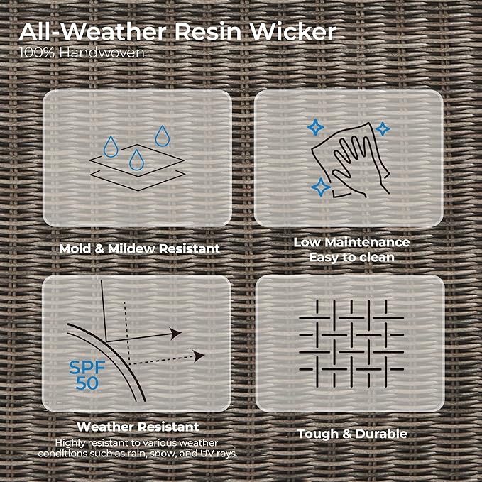 CHITA Wicker Patio Coffee Table, 41” All-Weather Rattan Outdoor Coffee Table - Image 4