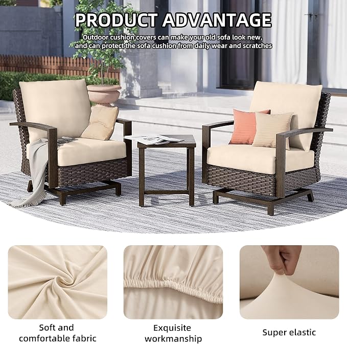 14Pcs Outdoor Cushion Covers, Patio Cushion Covers, Stretch Elastic Slipcovers - Image 3