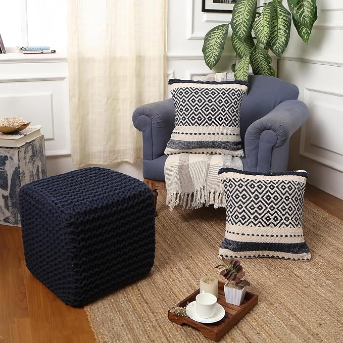 REDEARTH · Square Hand Knitted Pouf - Image 7