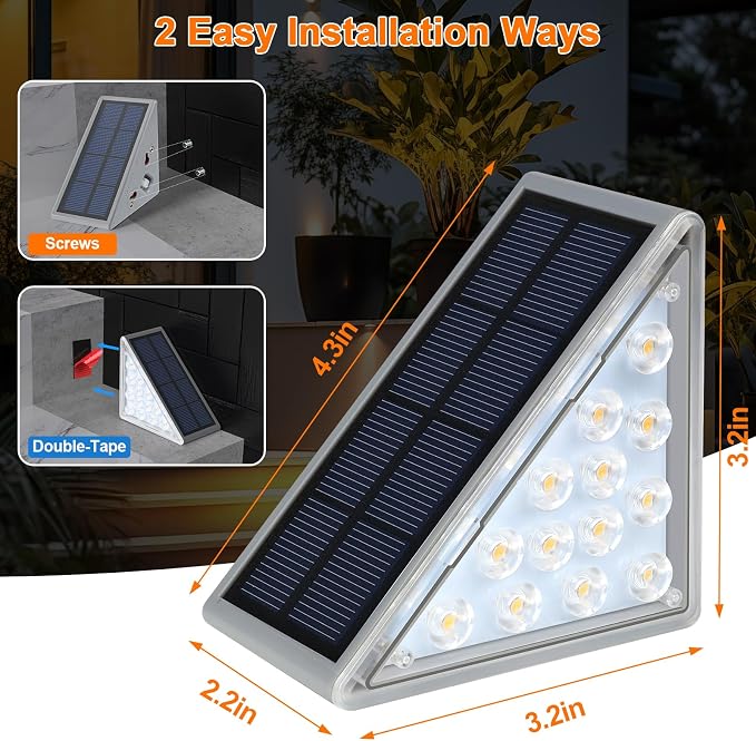 Solar Step Lights for Outside Waterproof IP67, Outdoor Stair Lights 12 Pack - Image 2