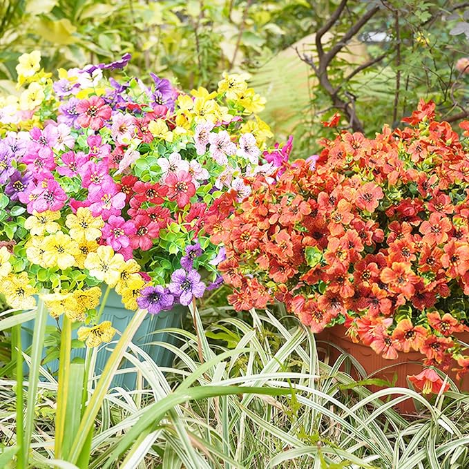 Artificial Flowers for Outdoor, UV Resistant Fake Silk Flowers, Realistic Faux - Image 4