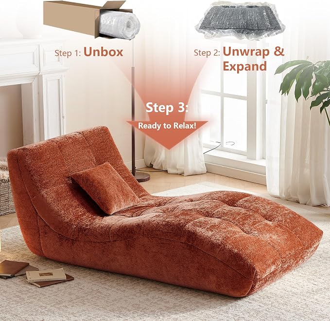 Chaise Lounge Chair with Curved Back, Modern Upholstered Recliner Sofa - Image 3