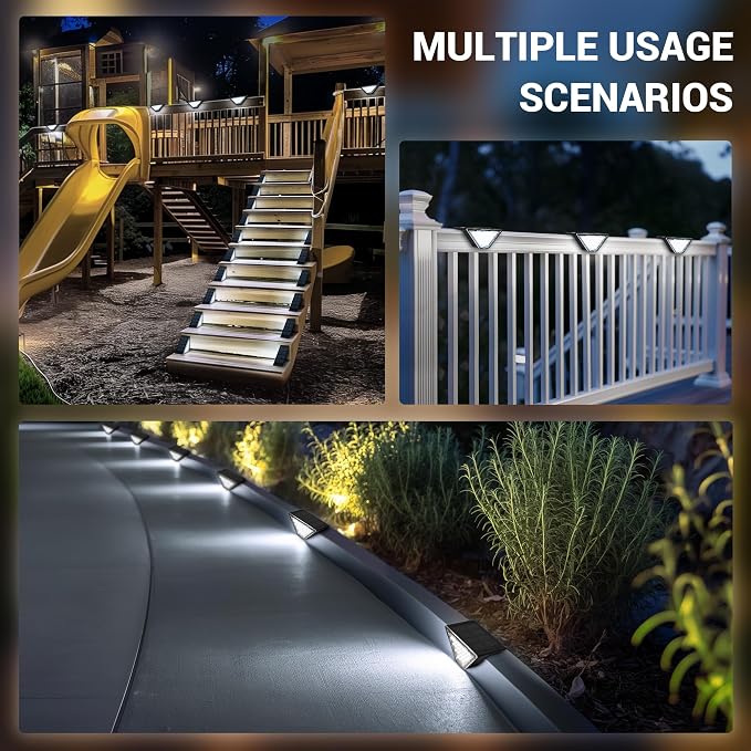 12 Pack Solar Step Lights for Outside, 24 LEDs Solar Stair Lights Waterproof - Image 2
