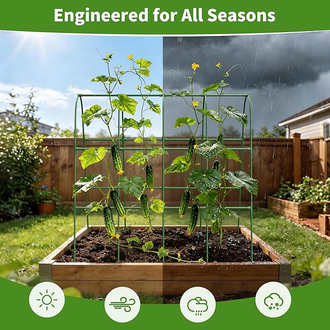 Cucumber Trellis for Raised Bed, U-Shape Garden Trellis for Climbing Plants - Image 5