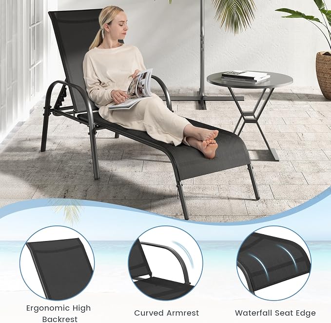 Giantex 2 Pack Patio Lounge Chair, Outdoor Chaise Lounge - Image 3