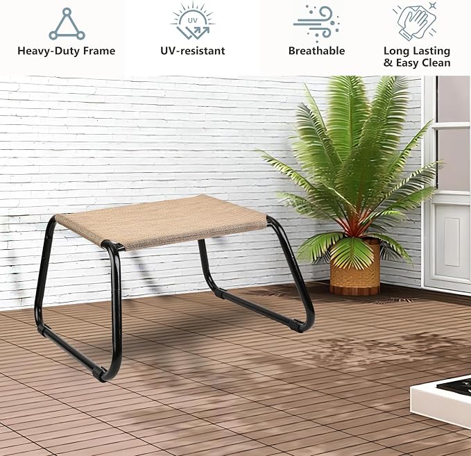 Outdoor Footstools for Patio, Backyard Patio Furniture Metal Frame Small Seat - Image 4