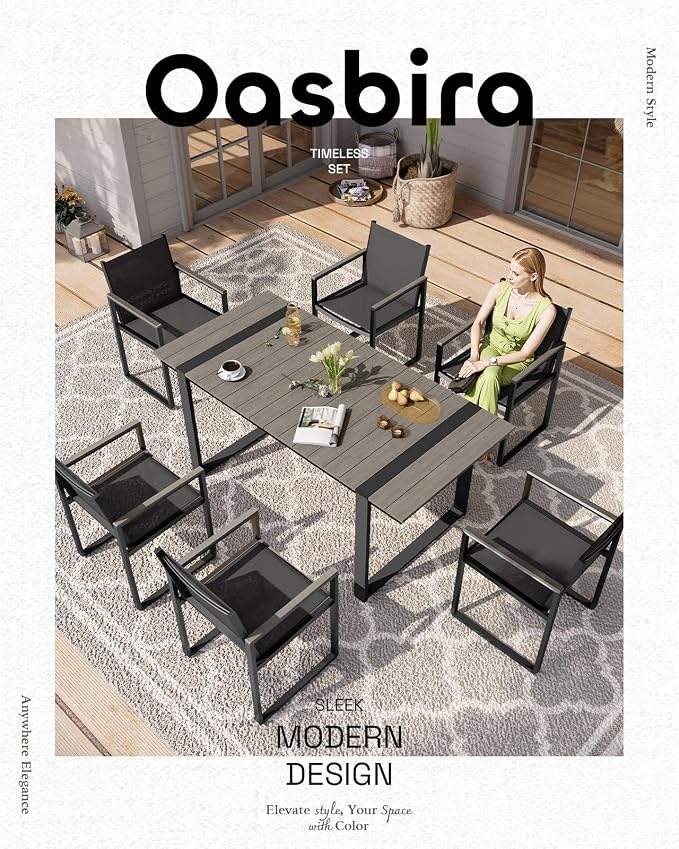 Outdoor Table and Chairs of 4, Patio Dining Sets, HDPS + Aluminum Outdoor - Image 6