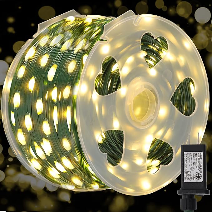 WATERGLIDE Extra Long 328 FT Fairy String Lights, 1000 LED Outdoor Green Wire by WATERGLIDE