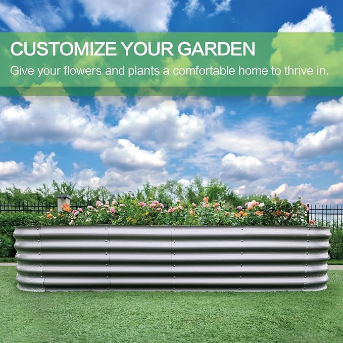 Gardmax Galvanized Raised Garden Bed, Lightweight Planter Boxes Outdoor - Image 5