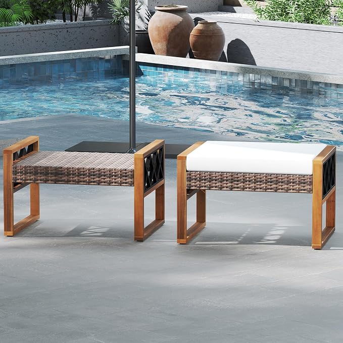 RELAX4LIFE Wicker Outdoor Ottomans - Image 9