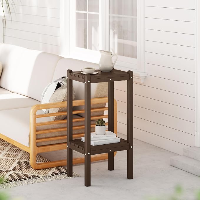 WestinTrends Malibu 36" Outdoor Adirondack HDPE 2-Tier Patio Side Table - Image 2