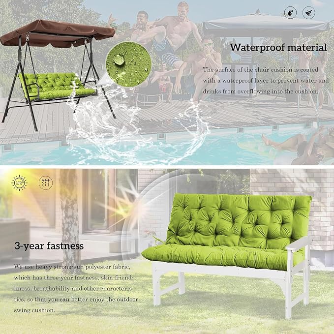 Outside Benches Cushion with Backrest, Thicken Waterproof Swing Cushions 2/3 - Image 6
