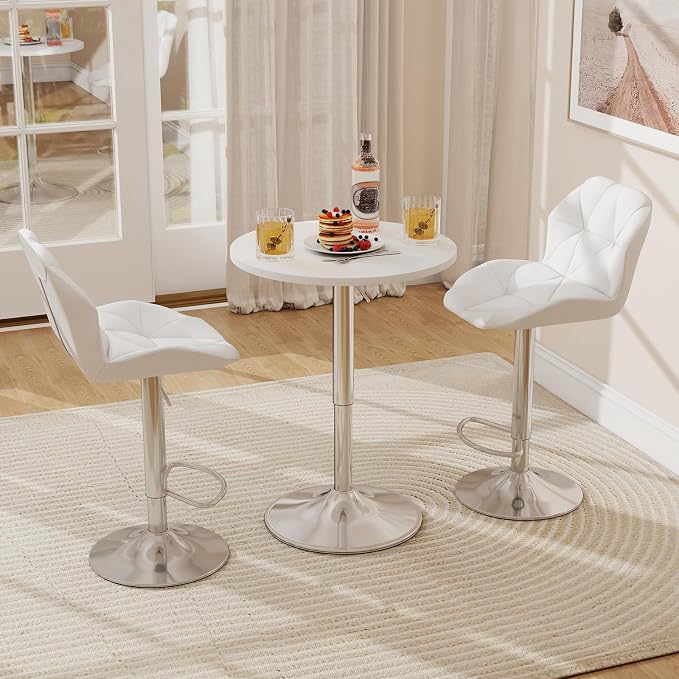 ARTETHYS Bar Chairs Set of 2 PU Leather Barstools Adjustable Height Swivel 360 - Image 6