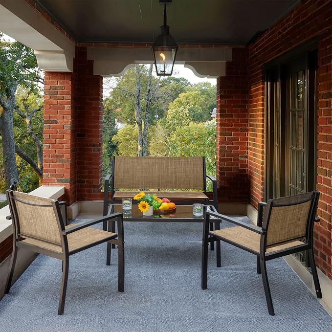 Devoko 4 Pieces Patio Furniture Set Outdoor Garden Patio Conversation Sets - Image 3