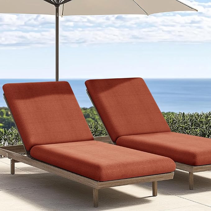 Codi Outdoor Chaise Lounge Chair Cushions 80"x26"x3.5" – Linen Texture - Image 3