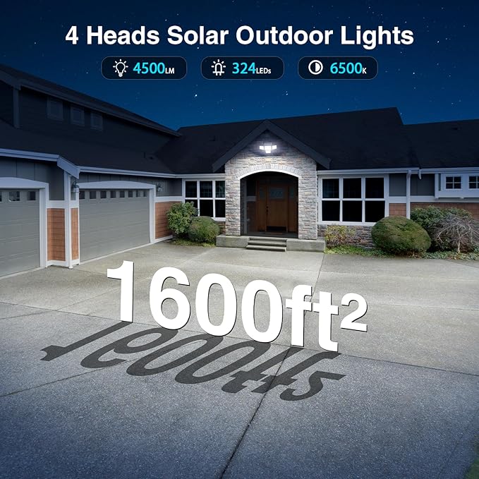 4500LM Solar Lights Outdoor Waterproof, 254 LED Solar Flood Lights Outdoor - Image 5