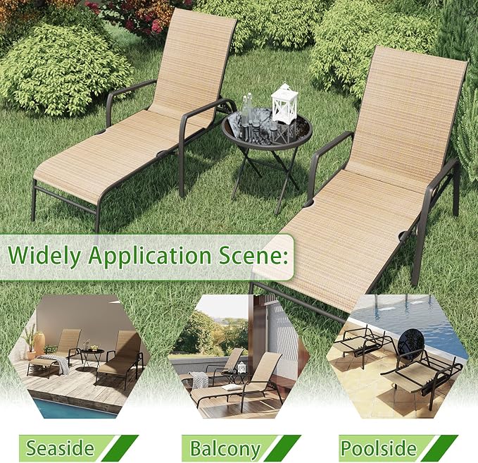 Devoko Patio Chaise Lounges Sets Outdoor Lounge Chairs - Image 3