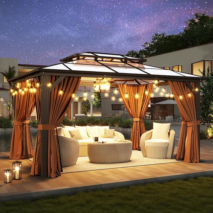 Aoxun 10'x14' Hardtop Gazebo, Aluminum Frame Permanent Pavilion - Image 2