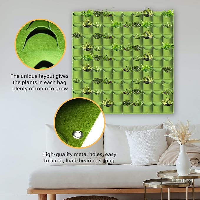 Hanging Planting Grow Bags, 90 Pockets Hanging Vertical Wall Planter Wall - Image 4