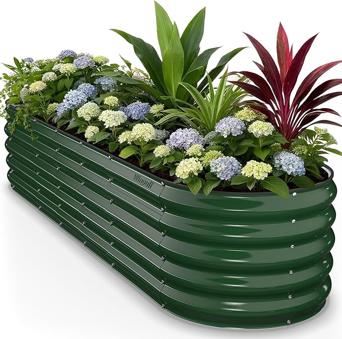 8x2x1.5 ft Galvanized Steel Raised Garden Bed, Raised Garden Bed Kit, by Winpull