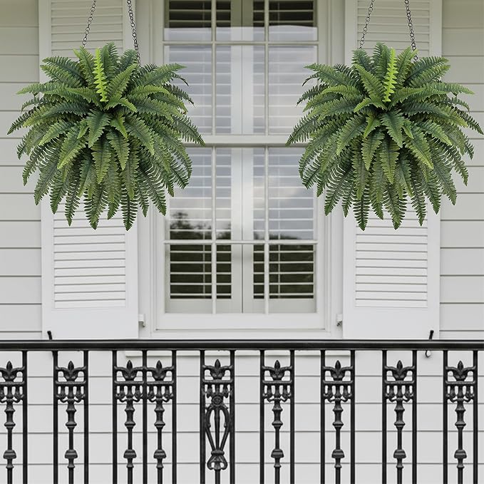 42" Artificial Boston Fern Large Bush Plants, 2 Bundles of Fake Ferns - Image 6
