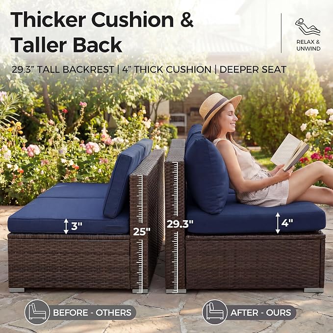 NICESOUL Modern Outdoor Patio Sectional Sofa Set - Image 7