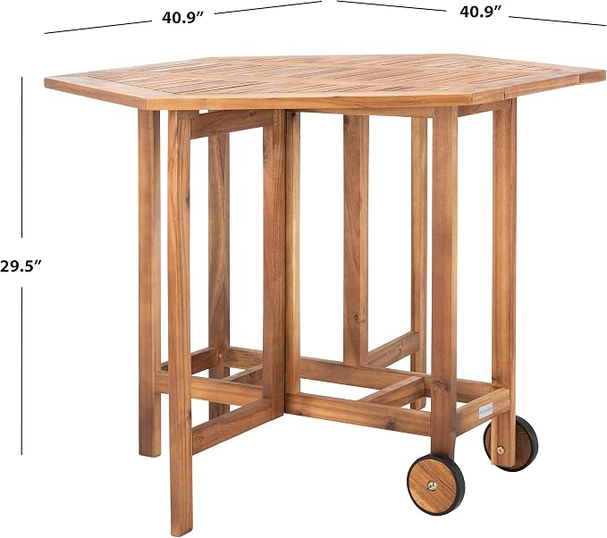 SAFAVIEH Outdoor Collection Kerman Natural 5-Piece Foldable Patio Dining Set - Image 10