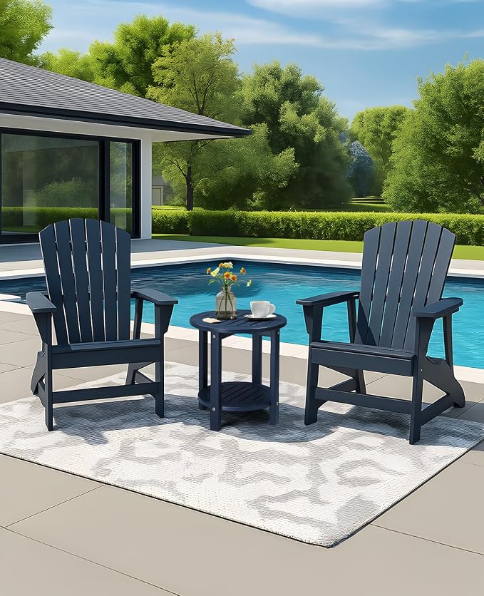 Outvita Adirondack Side Table, 16 Inch Round Outdoor End Table, HDPE Weather - Image 2