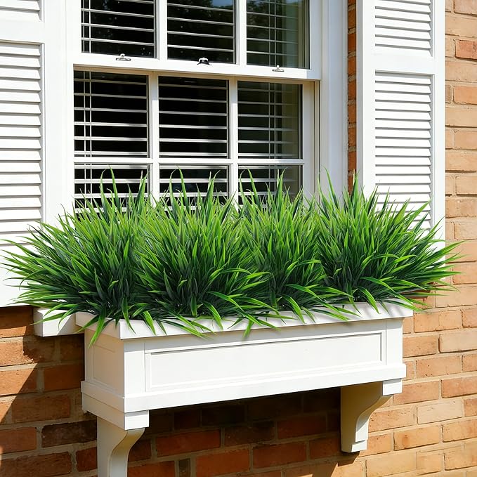 12Pcs Artificial Plants Outdoor Fake Plastic Grass Spring Decoration UV - Image 5