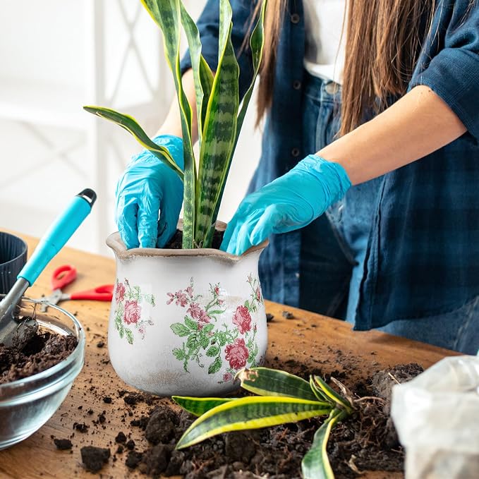 6 Inch Ceramic Plants Pots Vintage Ceramic Flower Planters Crackle Glaze Finish - Image 5