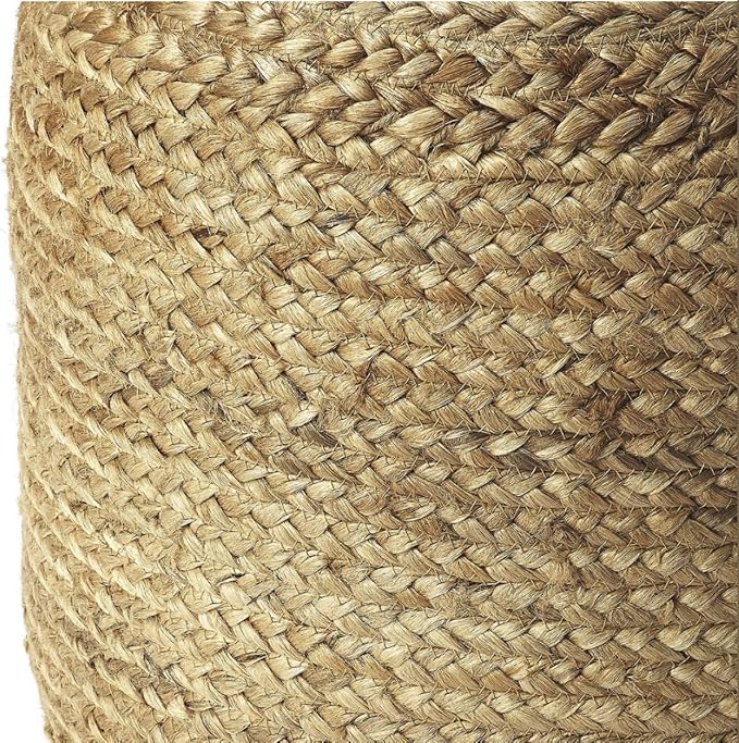 FRELISH DECOR Pedestal Pouf Ottoman Hand Braided 100% Jute Pouf Foot Stool - Image 4