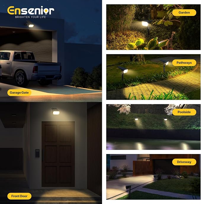 Ensenior Solar Spotlights Outdoor, 56 LEDs Brightness Adjustable 3000K LED - Image 7