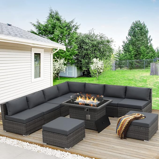 BULEXYARD 10 Piece High Back Wicker Patio Furniture Set by BULEXYARDFURNITURE