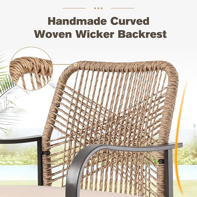 Patio Swivel Bar Stools Set of 6, Outdoor Rattan Height Bar Patio Swivel Chairs - Image 7