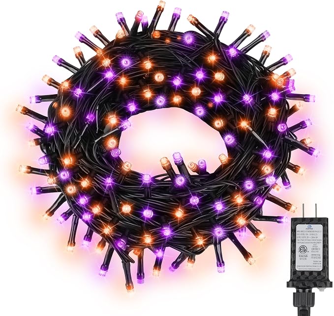 300LED 93 Ft Orange & Purple Halloween Lights 8 Modes Halloween Light Mini by ASENEK