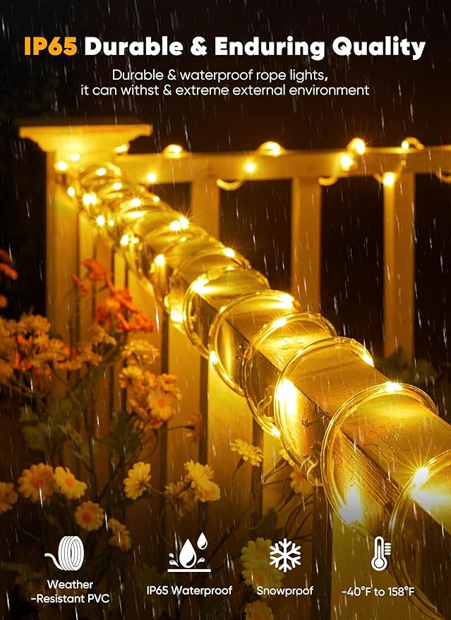 Brightown Solar Rope Lights, 39FT 100LED Outdoor Solar String Lights, IP65 - Image 2